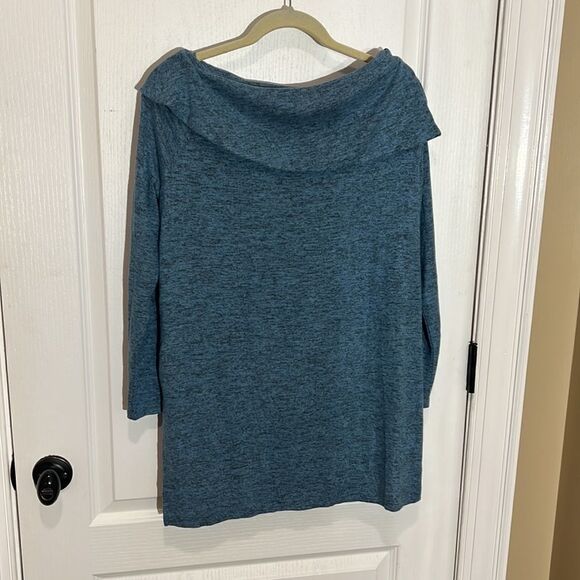 Chicos Blue split Cowl Neck Soft Sweater - Picture 6 of 7